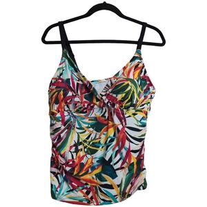 NWT Apt. 9 Batik Halter Tankini Top Multicolor Tropical Ruched Size 2X New